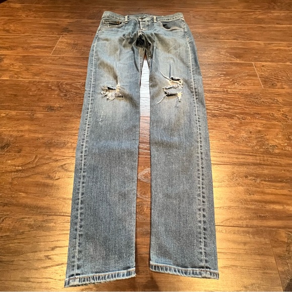 Rag & Bone Standard Issue Fit 1 Skinny Leg Jeans Blue Distressed Denim | 34 - Picture 2 of 11
